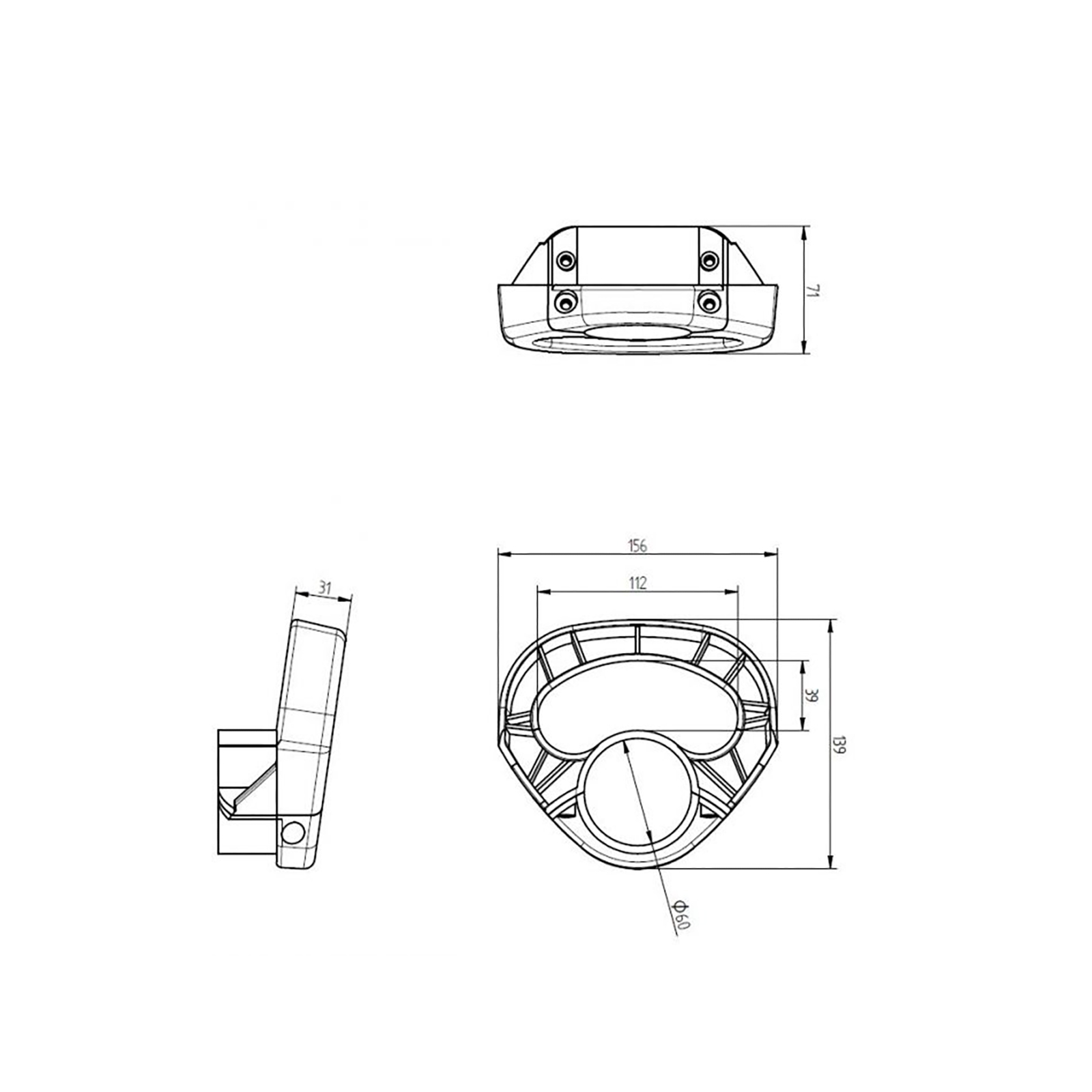 KNOTT rangeergreep, voor Ø 60 mm steunwiel