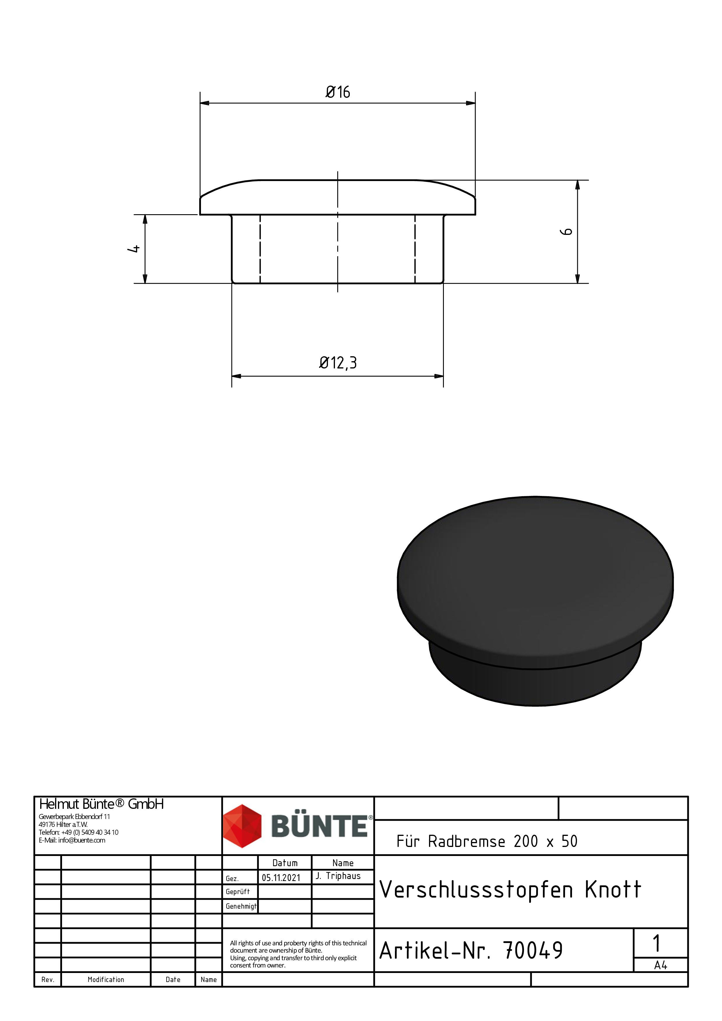 KNOTT Afsluitplug voor ankerplaat 200 x 50