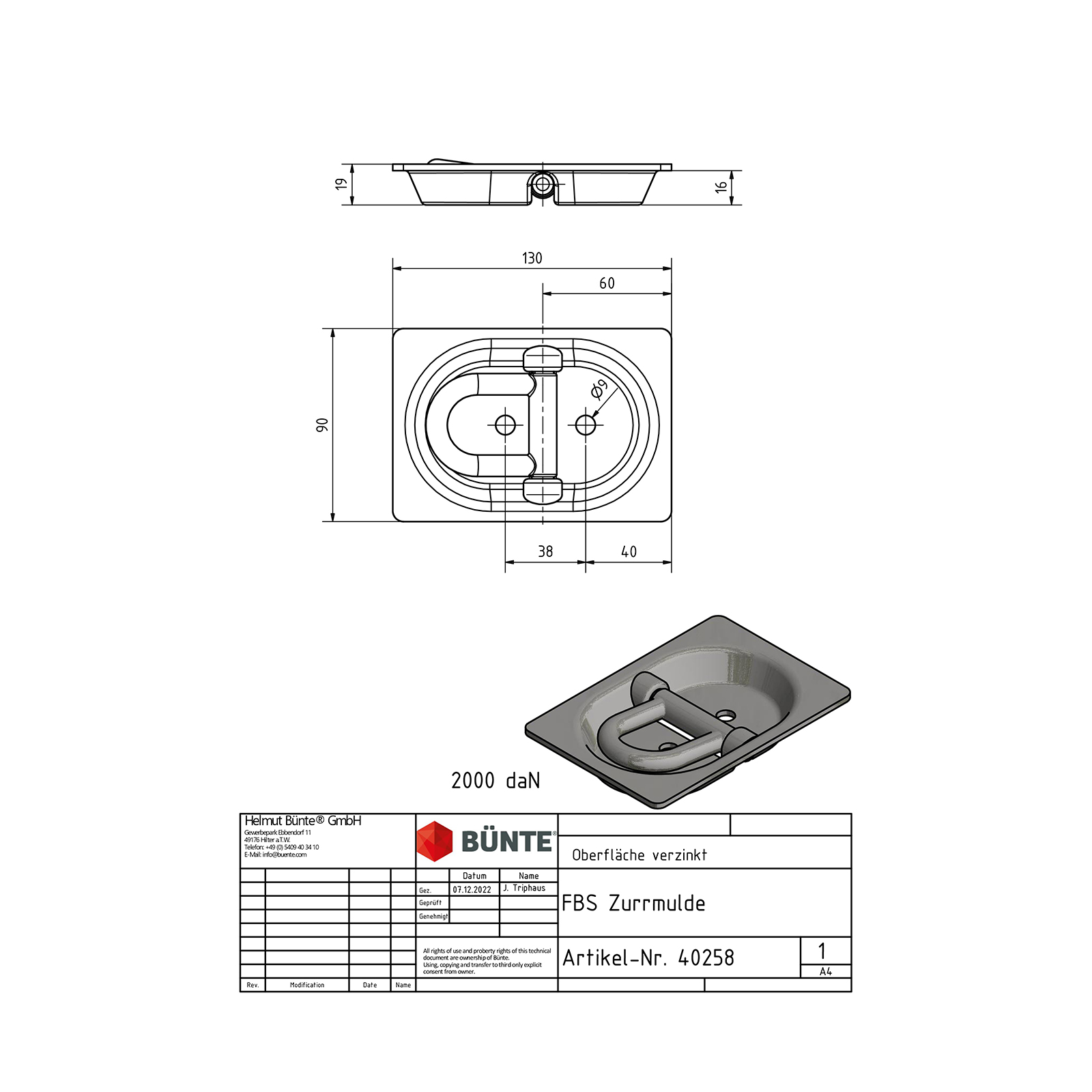 Lashing trap with ring, collap