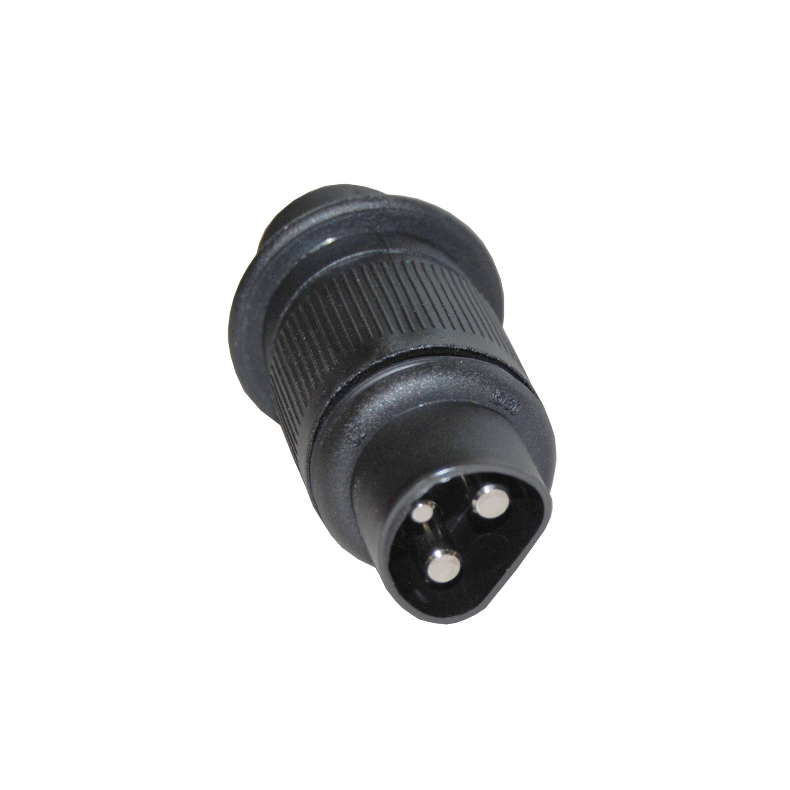 Stecker, 3-polig, m. Flachsteckschluss, Gummikappe