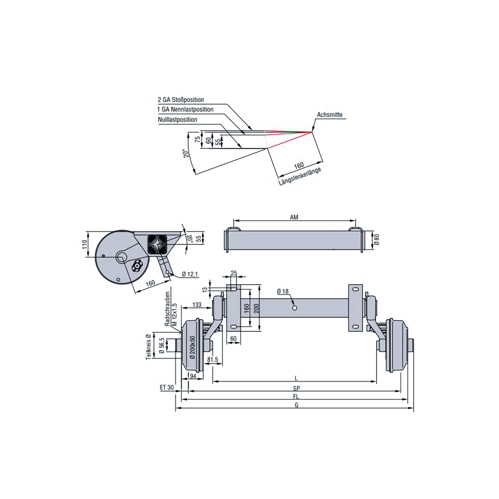 AL-KO Bremsachse CB 1505, 1500 kg, S 2005-7 RASK