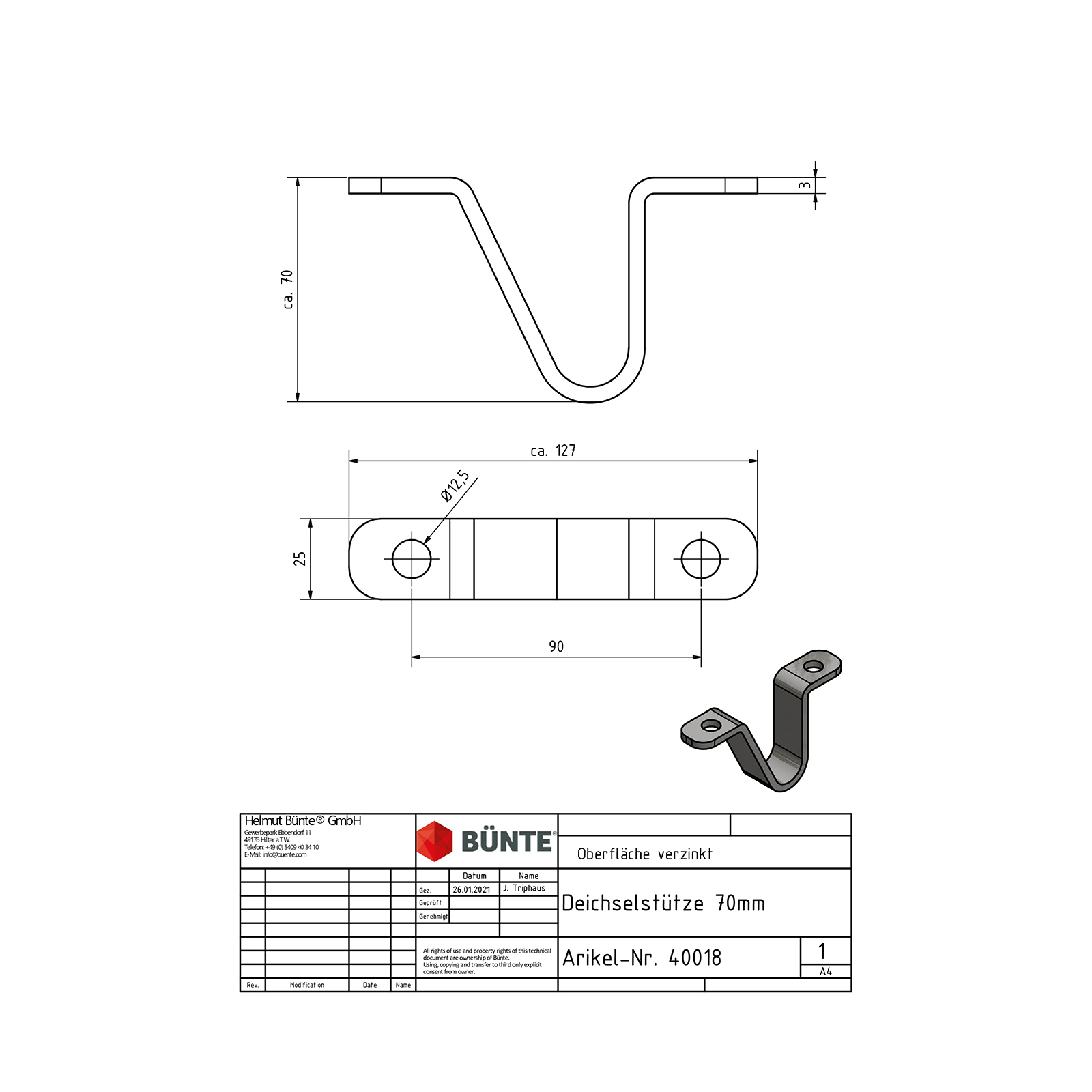 Drawbar
5 mm flat steel, galva