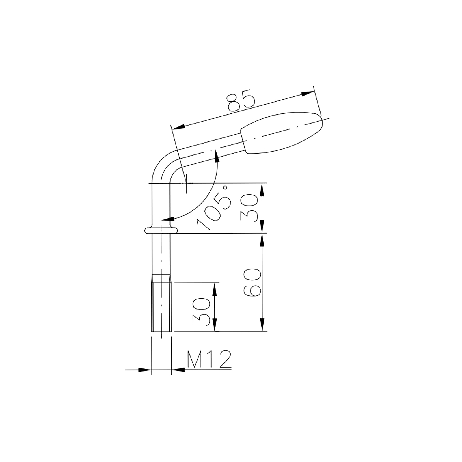 BÜNTE Knebelschraube, M12, 90 mm lang