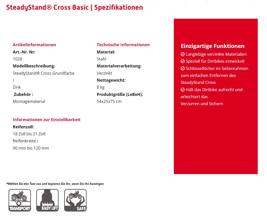 ACEBIKES SteadyStand Cross Basic, z. Anschrauben