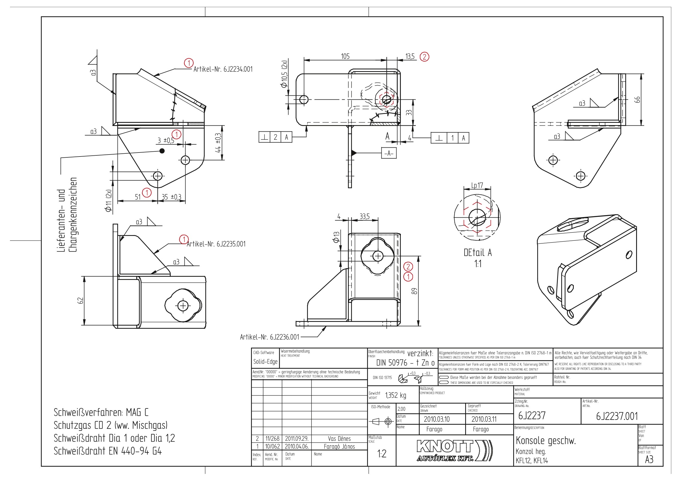 KNOTT Stützradkonsole, f. KFL12/14, z. Anschrauben