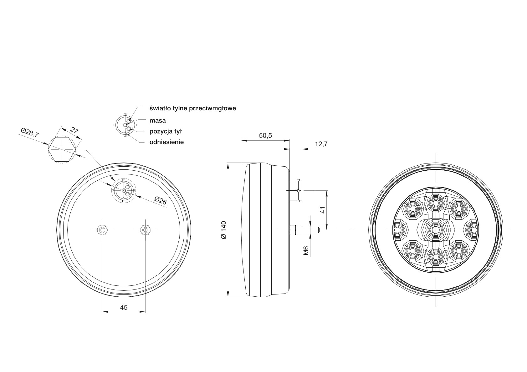 FRISTOM FT-111 LED Mist- en dimlicht, 5-polig