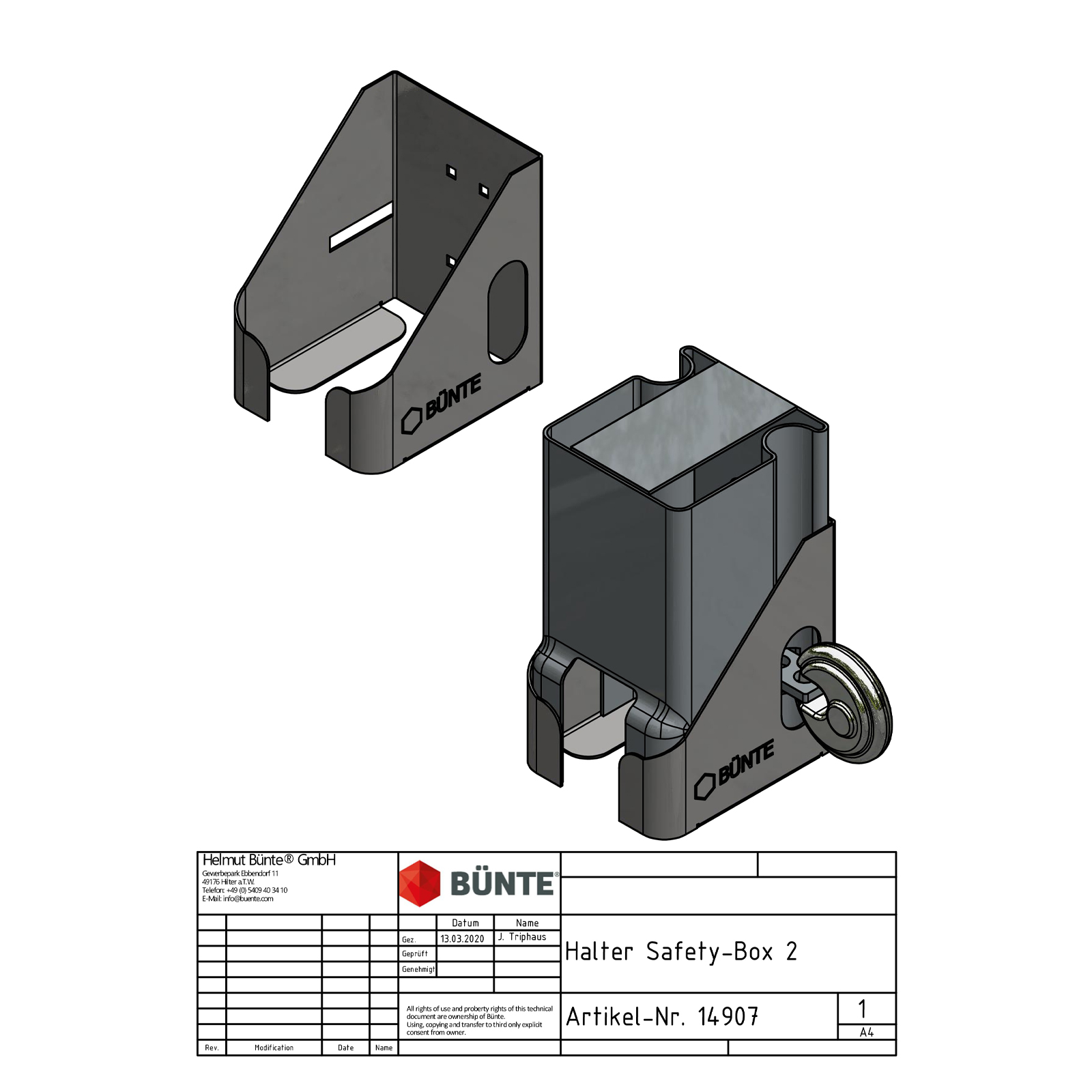 BÜNTE Halter, f. Bünte Safety-Box II (40047)