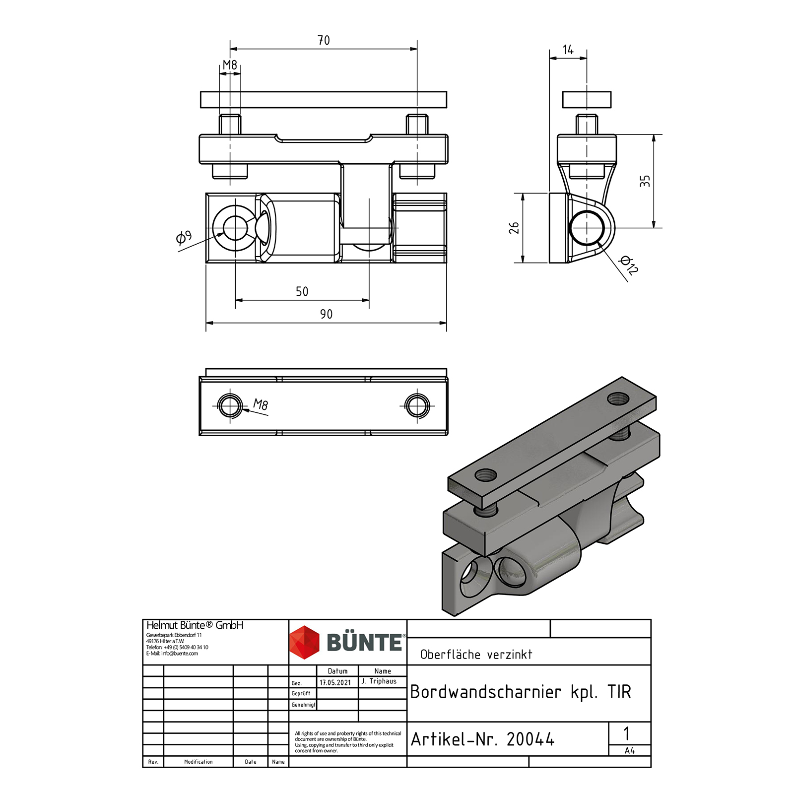 Side plate hinge, for aluminiu