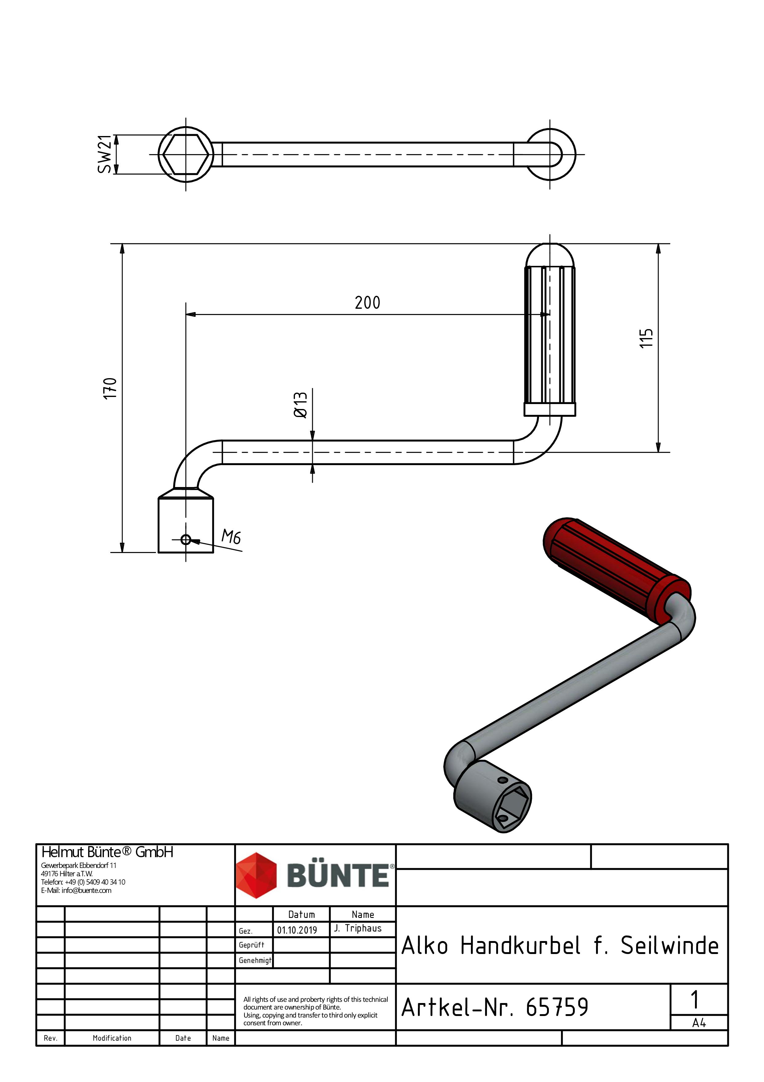 AL-KO Handkurbel, f. Seilwinde 450/900 Compact