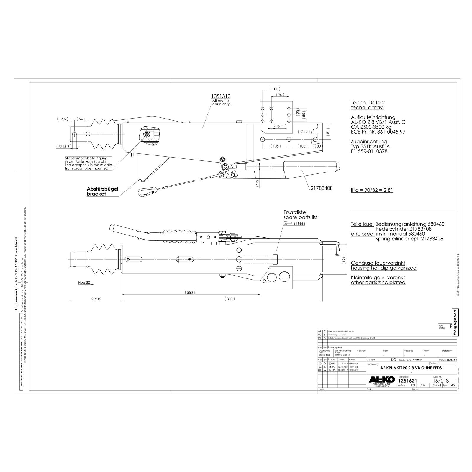 AL-KO Auflaufeinrichtung 2,8 VB1/-C, 2500-3500 kg