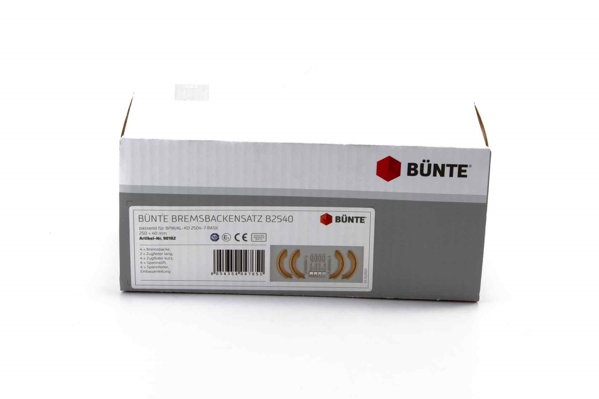 BÜNTE B2540 Remschoenset, voor BPW S 2504-7 RASK (