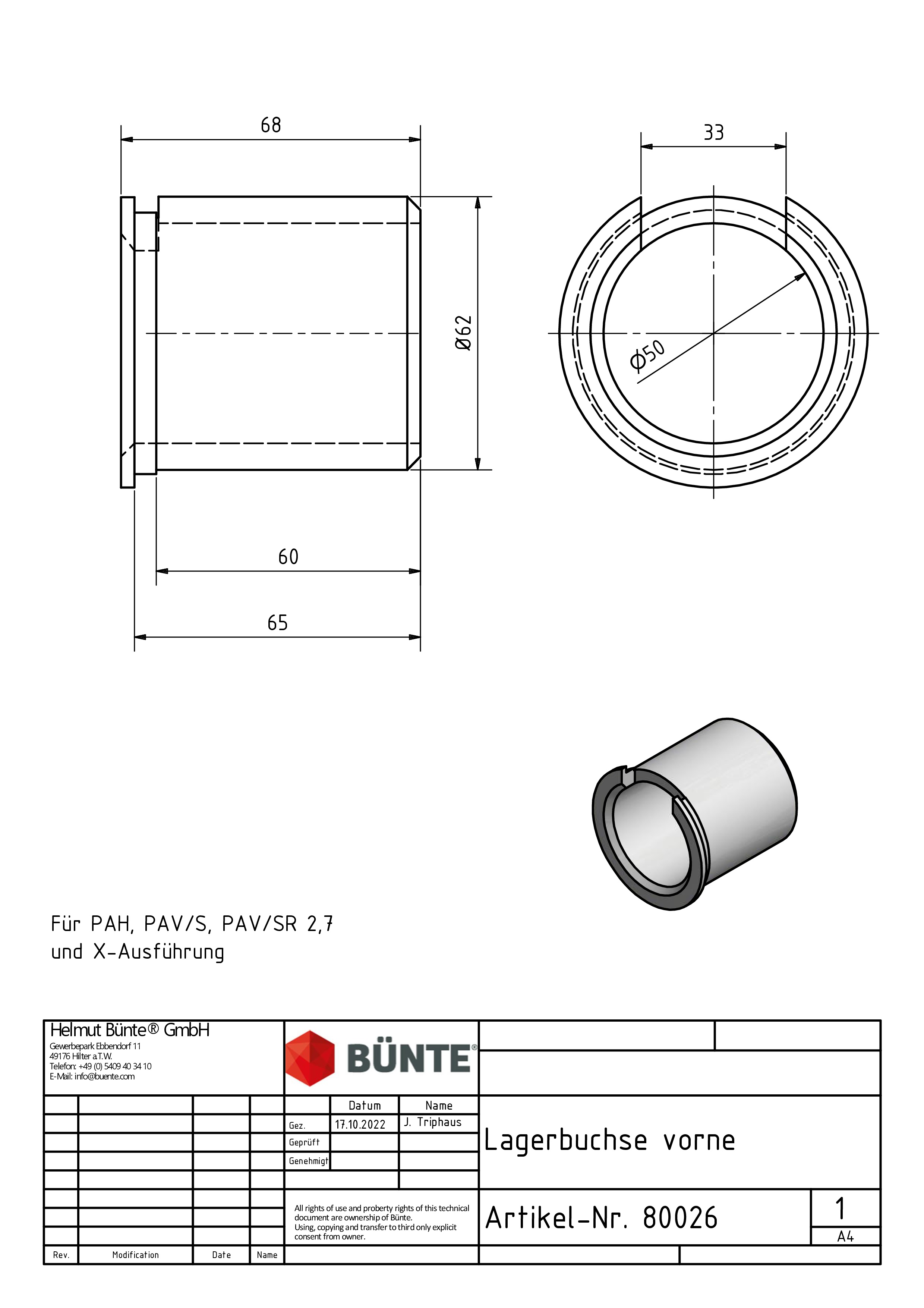 PEITZ-bearing bush suitable fo